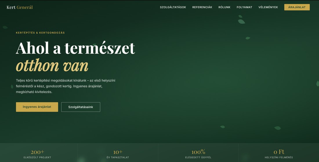 Kertészeti generálkivitelező weboldal demo